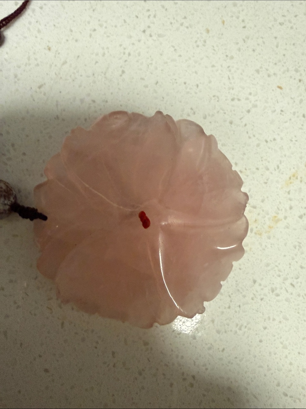 Rose Quartz Flower Pendant Necklace | Boho Pink Gemstone Necklace Vintage - Picture 6 of 10